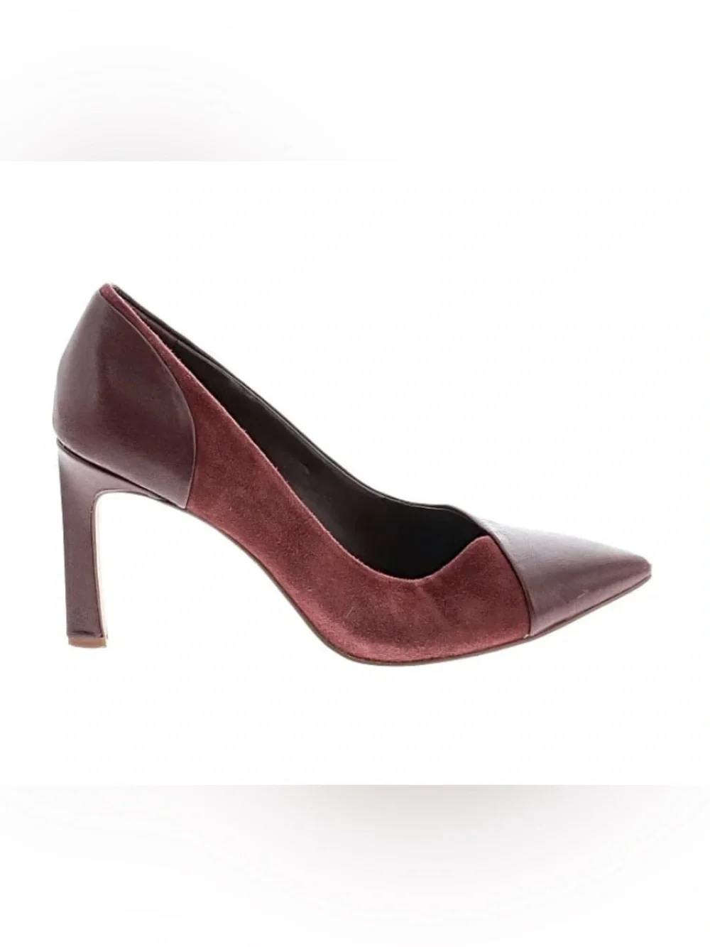 Burgundy Suede & Leather Pointed-Toe Pump